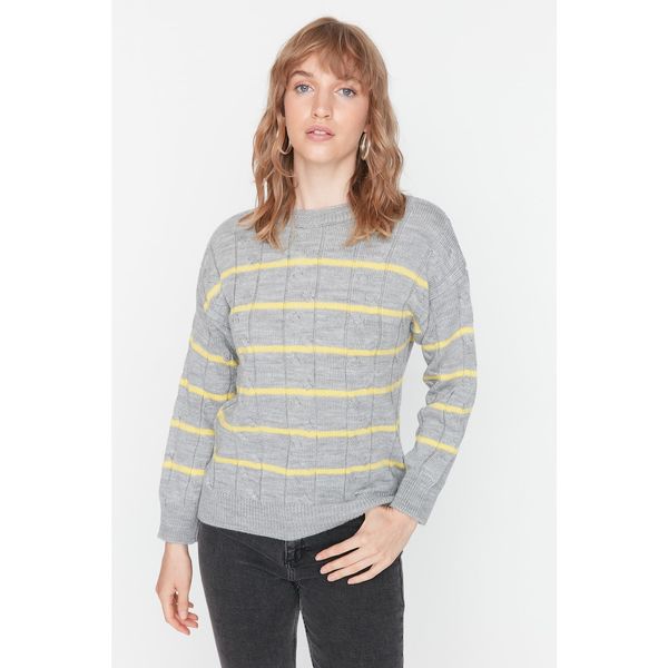 Trendyol Trendyol Gray Color Block Knitwear Sweater