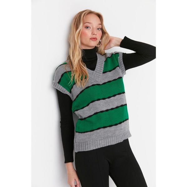 Trendyol Trendyol Gray Color Block Knitwear Sweater