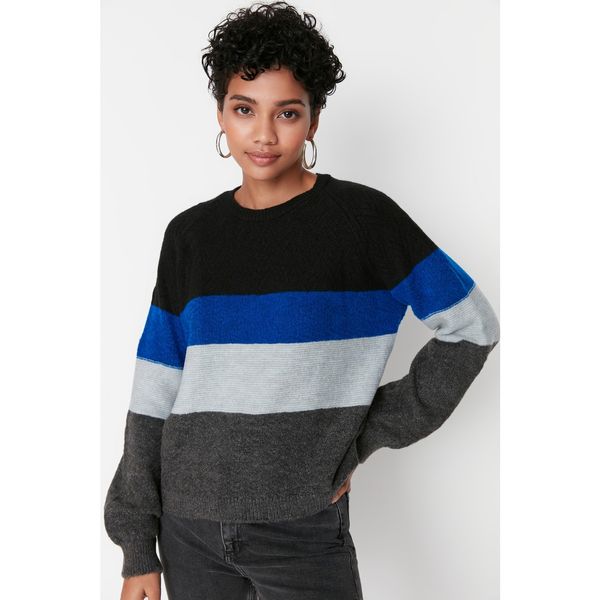 Trendyol Trendyol Gray Color Block Oversize Knitwear Sweater