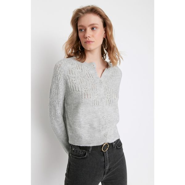 Trendyol Trendyol Gray Crew Neck Knitwear Cardigan