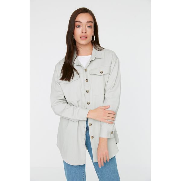 Trendyol Trendyol Gray Double Pocket Button Detailed Woven Jacket