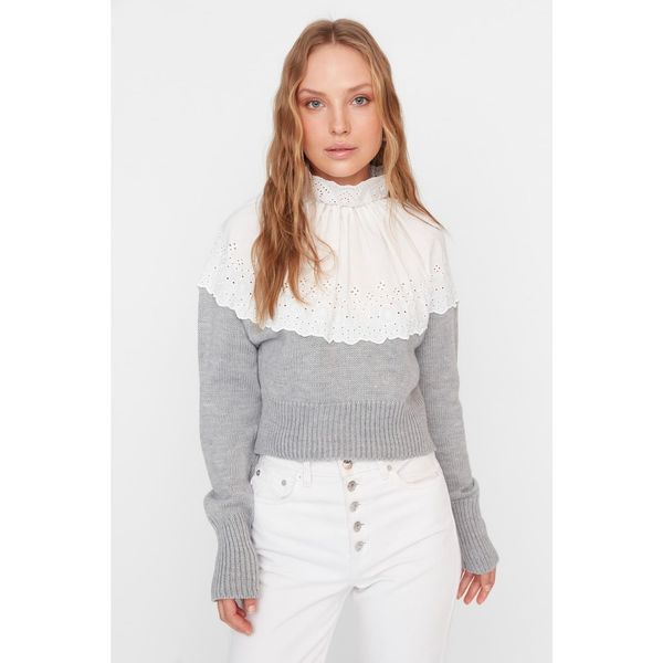 Trendyol Trendyol Gray Garni Detailed Knitwear Sweater