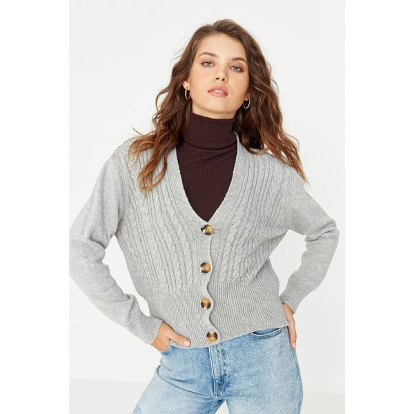 Trendyol Trendyol Gray Knit and Button Detailed Knitwear Cardigan