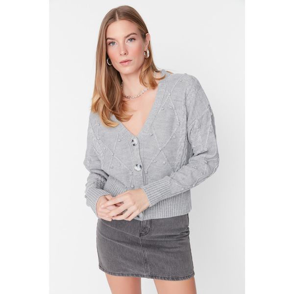 Trendyol Trendyol Gray Knitted Detailed Knitwear Cardigan