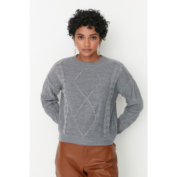 Trendyol Trendyol Gray Knitted Detailed Knitwear Sweater