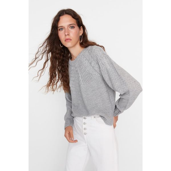 Trendyol Trendyol Gray Knitted Detailed Knitwear Sweater