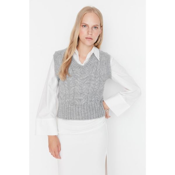 Trendyol Trendyol Gray Knitted Detailed Knitwear Sweater