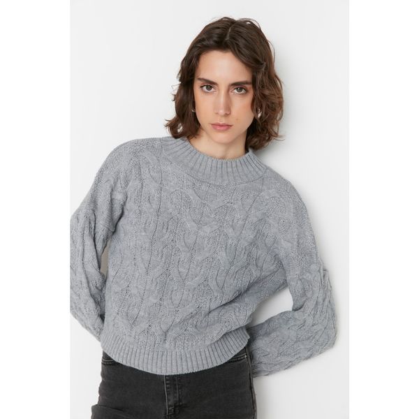 Trendyol Trendyol Gray Knitted Detailed Knitwear Sweater