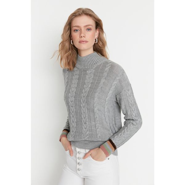 Trendyol Trendyol Gray Knitted Detailed Knitwear Sweater