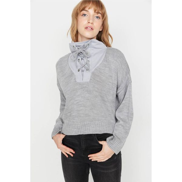 Trendyol Trendyol Gray Knitted Garnish Knitwear Sweater