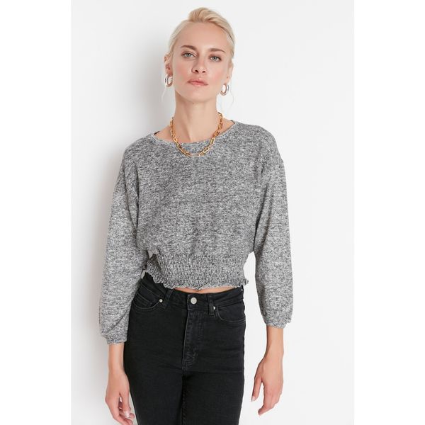 Trendyol Trendyol Gray Melange Gippled Soft Knitted Basic Blouse