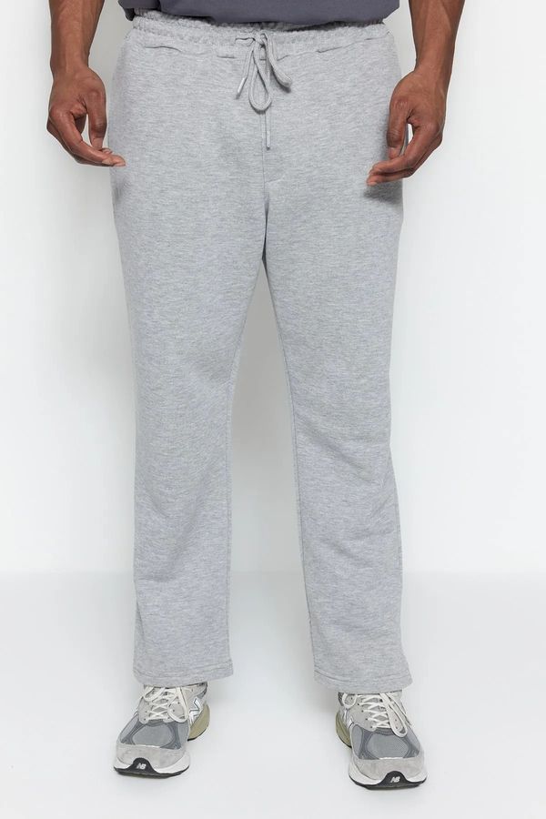 Trendyol Trendyol Gray Melange Men's Plus Size Comfy Basic Regular/Normal Fit Regular Leg Sweatpants