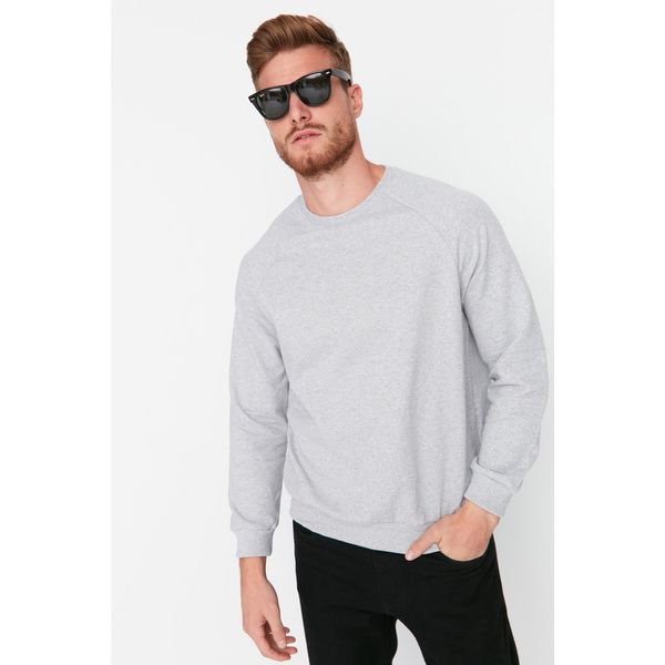 Trendyol Trendyol Gray Men's Basic Regular Fit Crew Neck Raglan Sleeve Sweatshirt