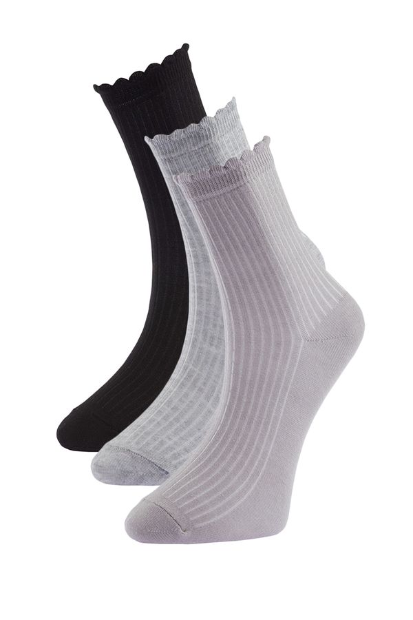 Trendyol Trendyol Gray Multicolored 3-Pack Knitted Socks