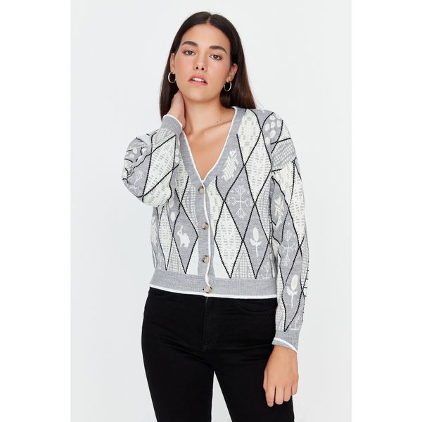 Trendyol Trendyol Gray Patterned Knitwear Cardigan