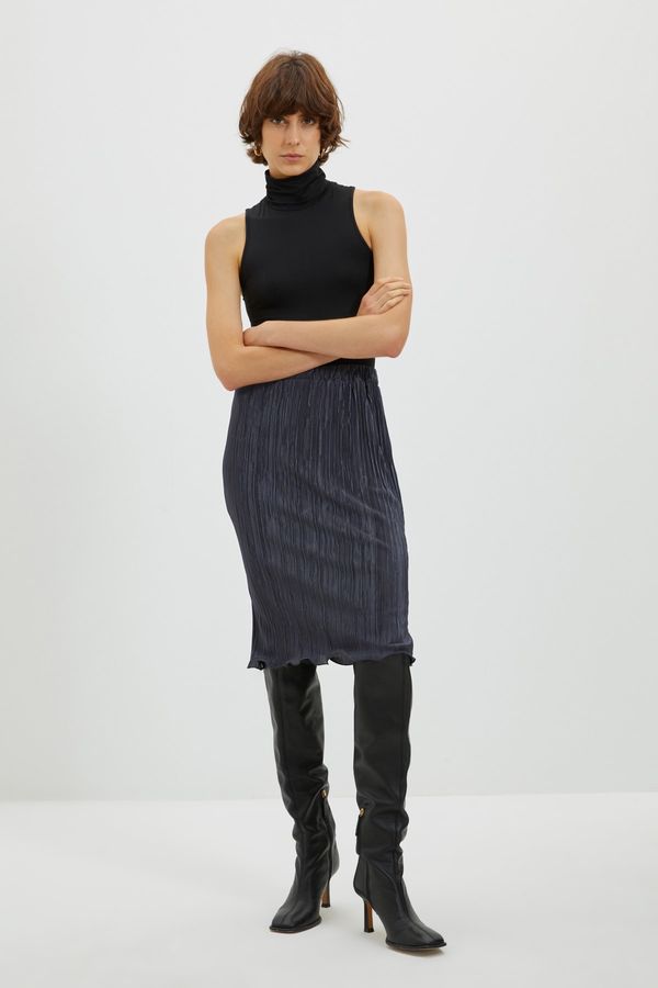 Trendyol Trendyol Gray Pleated Midi Knitted Skirt