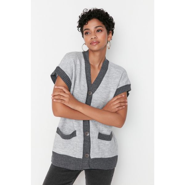Trendyol Trendyol Gray Pocket Detailed Knitwear Sweater