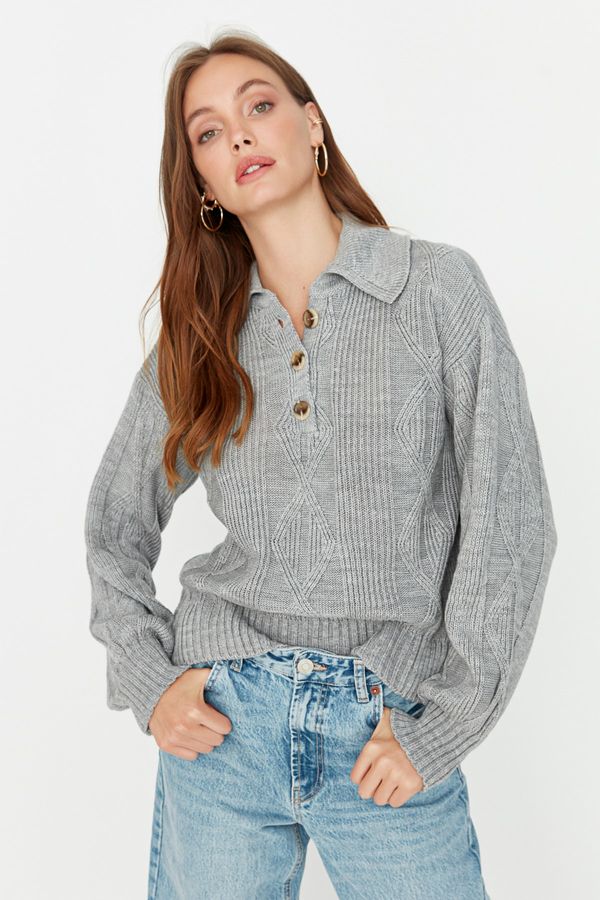 Trendyol Trendyol Gray Polo Collar Knitwear Sweater