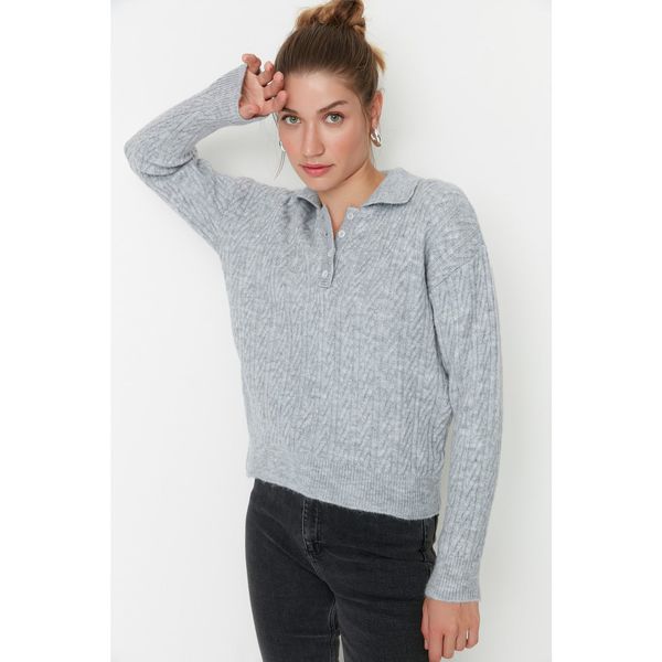 Trendyol Trendyol Gray Polo Collar Knitwear Sweater
