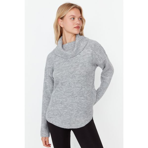 Trendyol Trendyol Gray Ribbed Knitted Knitwear Sweater
