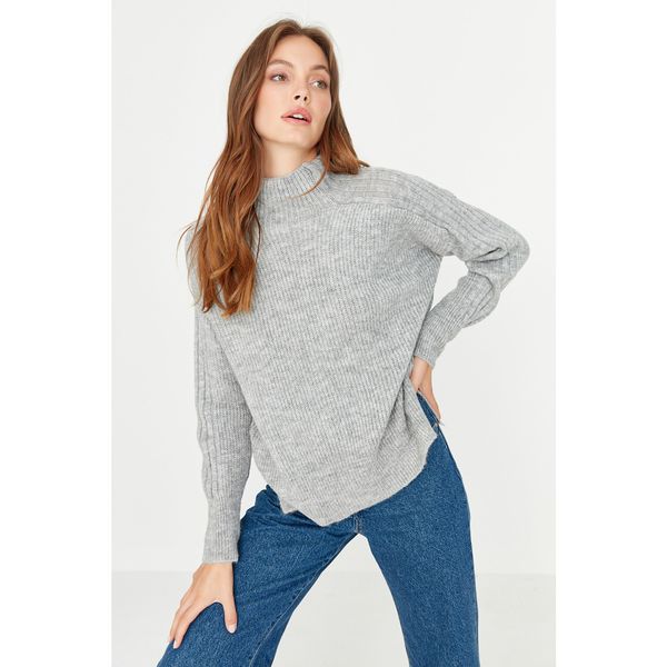 Trendyol Trendyol Gray Stand Up Collar Knitwear Sweater