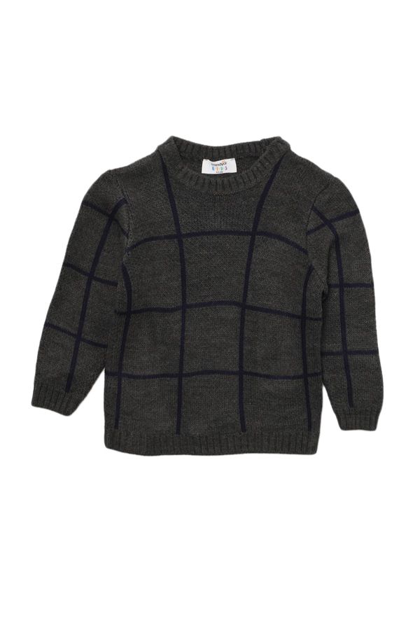 Trendyol Trendyol Gray Striped Basic Boy Knitwear Sweater