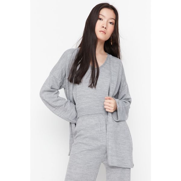 Trendyol Trendyol Gray Triple Suit Knitwear Bottom-Top Set