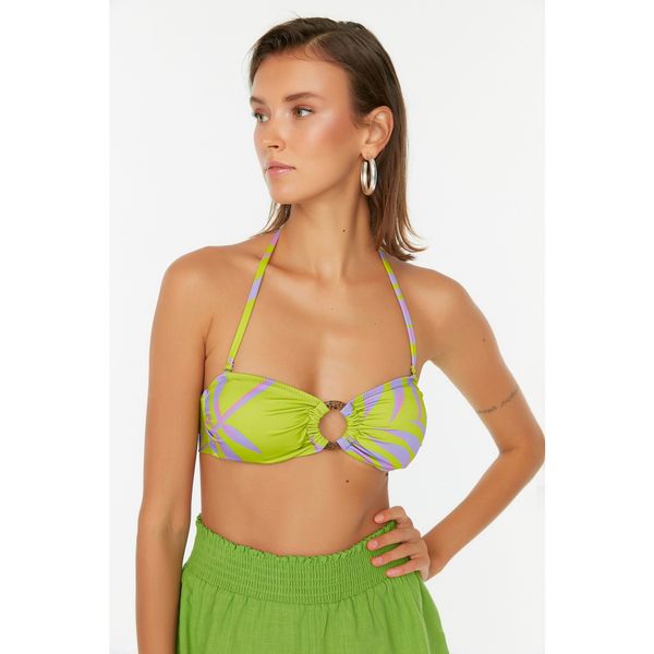 Trendyol Trendyol Green Accessory Detailed Halterneck Bikini Top