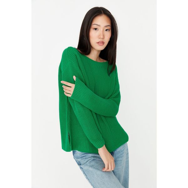 Trendyol Trendyol Green Boat Neck Knitwear Sweater