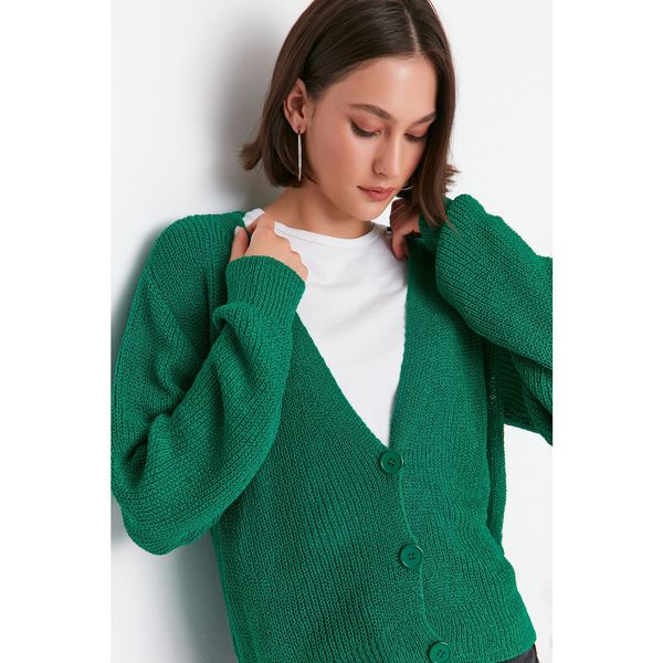 Trendyol Trendyol Green Button Detailed Oversize Knitwear Cardigan