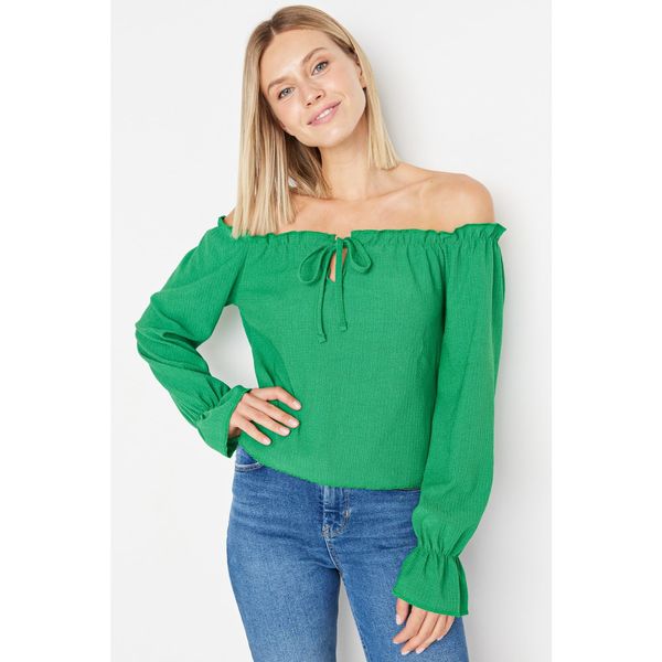 Trendyol Trendyol Green Carmen Collar Knitted Blouse