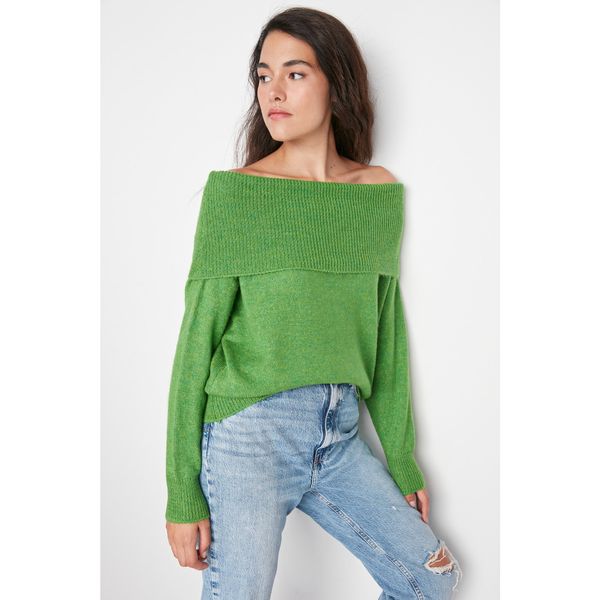 Trendyol Trendyol Green Carmen Collar Knitwear Sweater