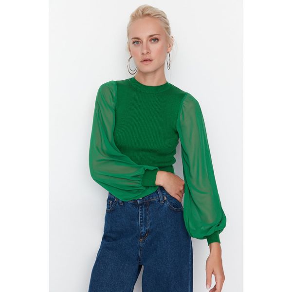 Trendyol Trendyol Green Chiffon Garnish Knitwear Sweater