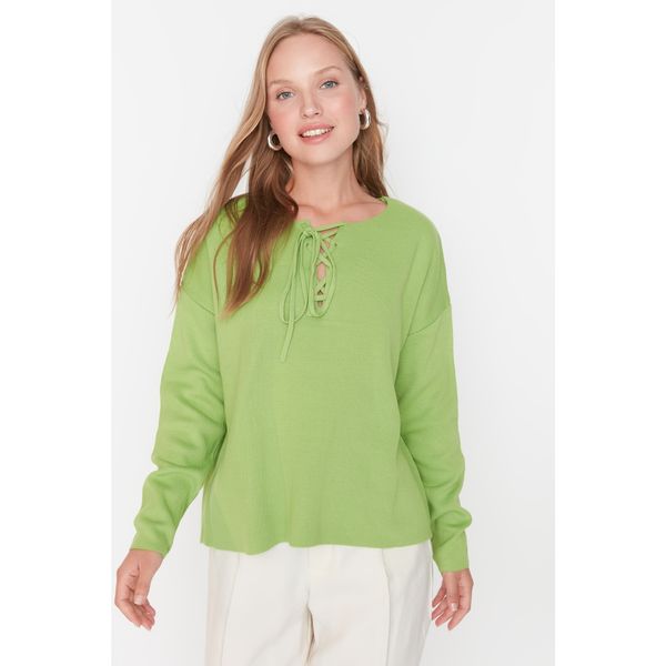 Trendyol Trendyol Green Collar Detailed Oversized Knitwear Sweater
