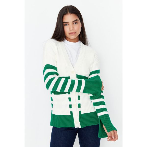 Trendyol Trendyol Green Color Block Knitwear Cardigan