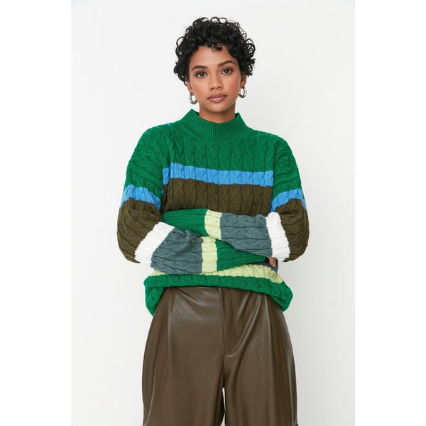 Trendyol Trendyol Green Color Block Knitwear Sweater