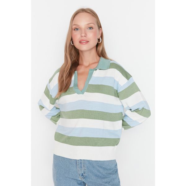 Trendyol Trendyol Green Color Block Knitwear Sweater