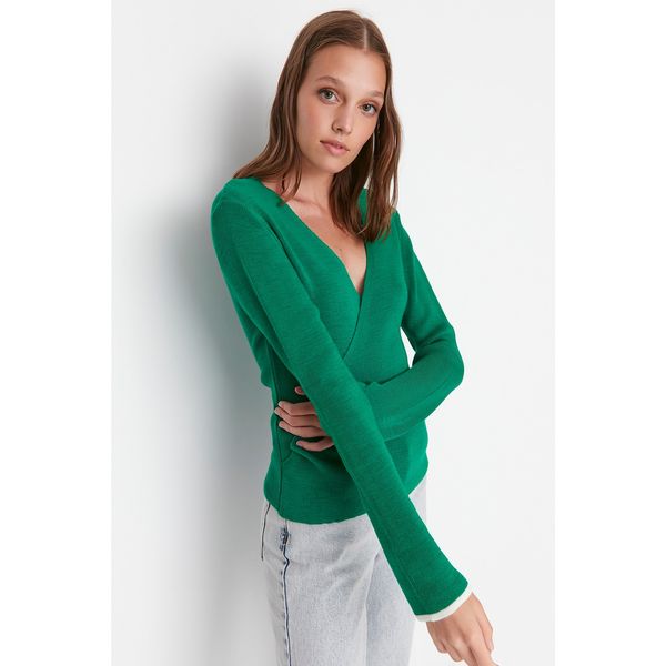 Trendyol Trendyol Green Double Breasted Collar Knitwear Sweater