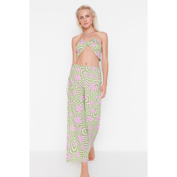 Trendyol Trendyol Green Floral Patterned Bottom-Top Set