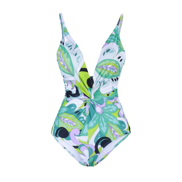 Trendyol Trendyol Green Floral Patterned Ruffle Detailed Swimsuit