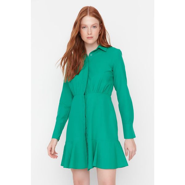 Trendyol Trendyol Green Flywheel Detailed Shirt Dress