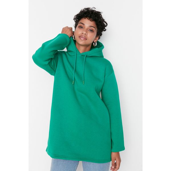 Trendyol Trendyol Green Hooded Knitted Sweatshirt