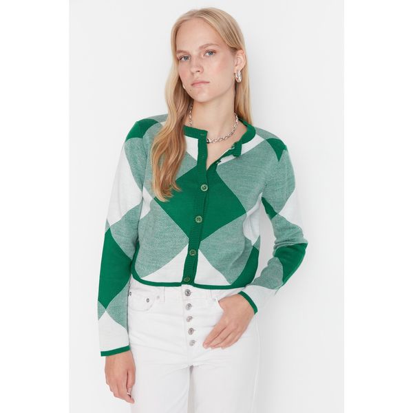 Trendyol Trendyol Green Jacquard Knitwear Cardigan