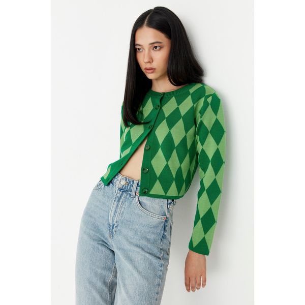 Trendyol Trendyol Green Jacquard Knitwear Cardigan