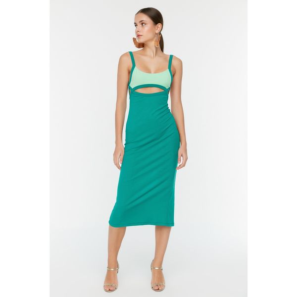 Trendyol Trendyol Green-Mint Color Block Knitted Dress