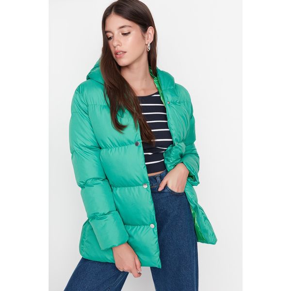 Trendyol Trendyol Green Oversize Hooded Inflatable Coat