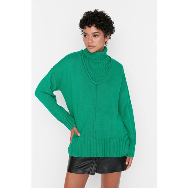 Trendyol Trendyol Green Oversize Turtleneck Knitwear Sweater