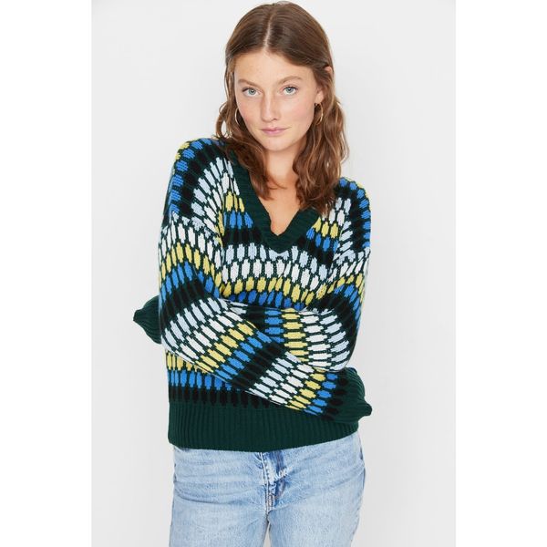 Trendyol Trendyol Green Patterned Knitwear Sweater