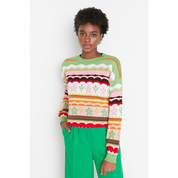 Trendyol Trendyol Green Patterned Knitwear Sweater
