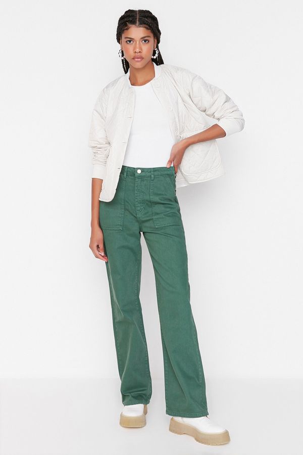Trendyol Trendyol Green Pocket Detailed High Waist 90's Wide Leg Jeans
